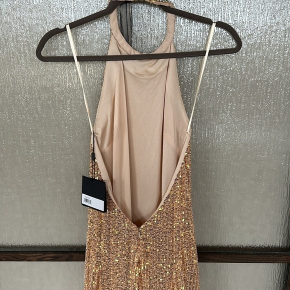 Mac Duggal SEQUINED HIGH NECK RHINESTONE TRIM COLUMN GOWN size 6 NEW Sold Out - Picture 13 of 16